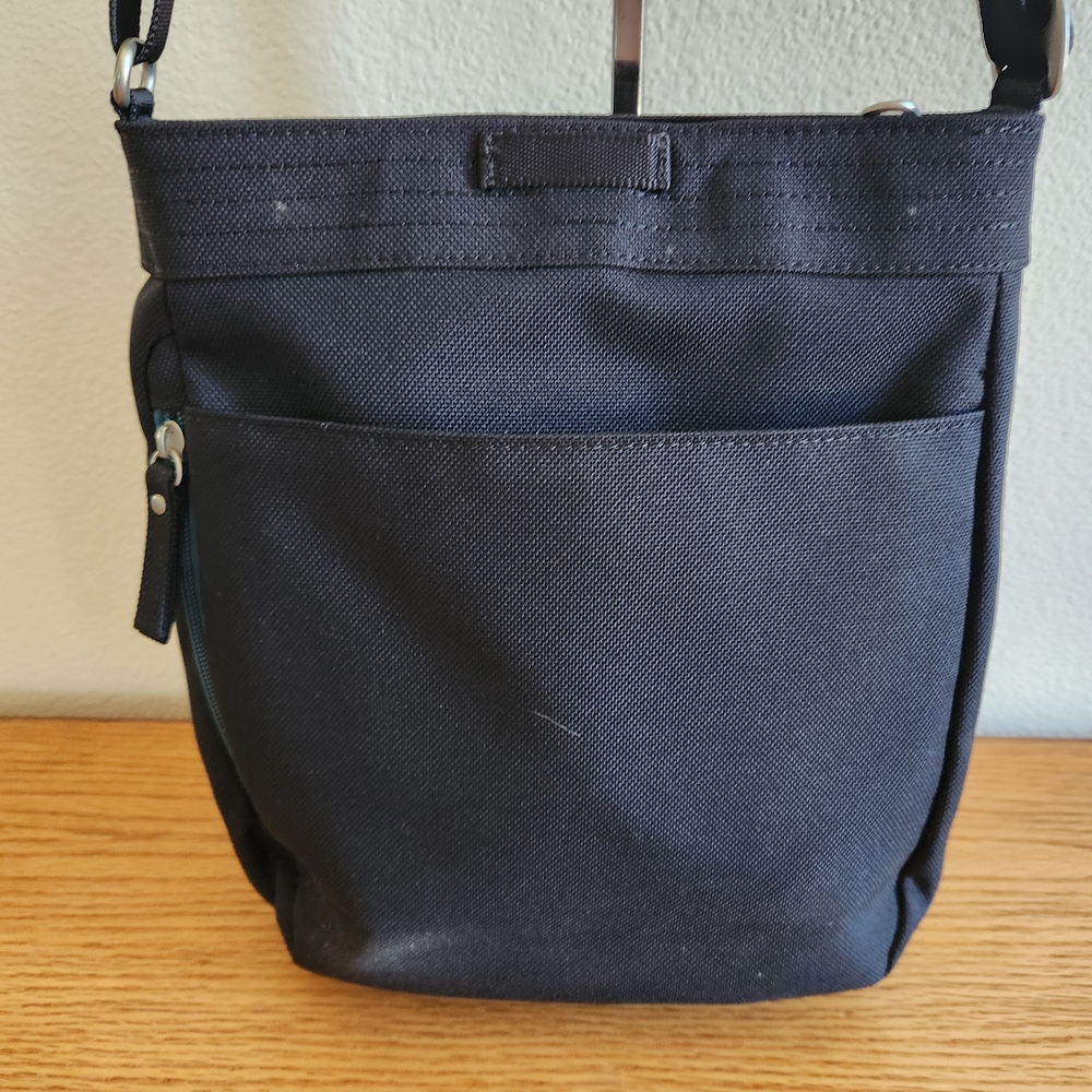 Haiku Black Crossbody Bag with Blue Accent - Picture 7 of 12
